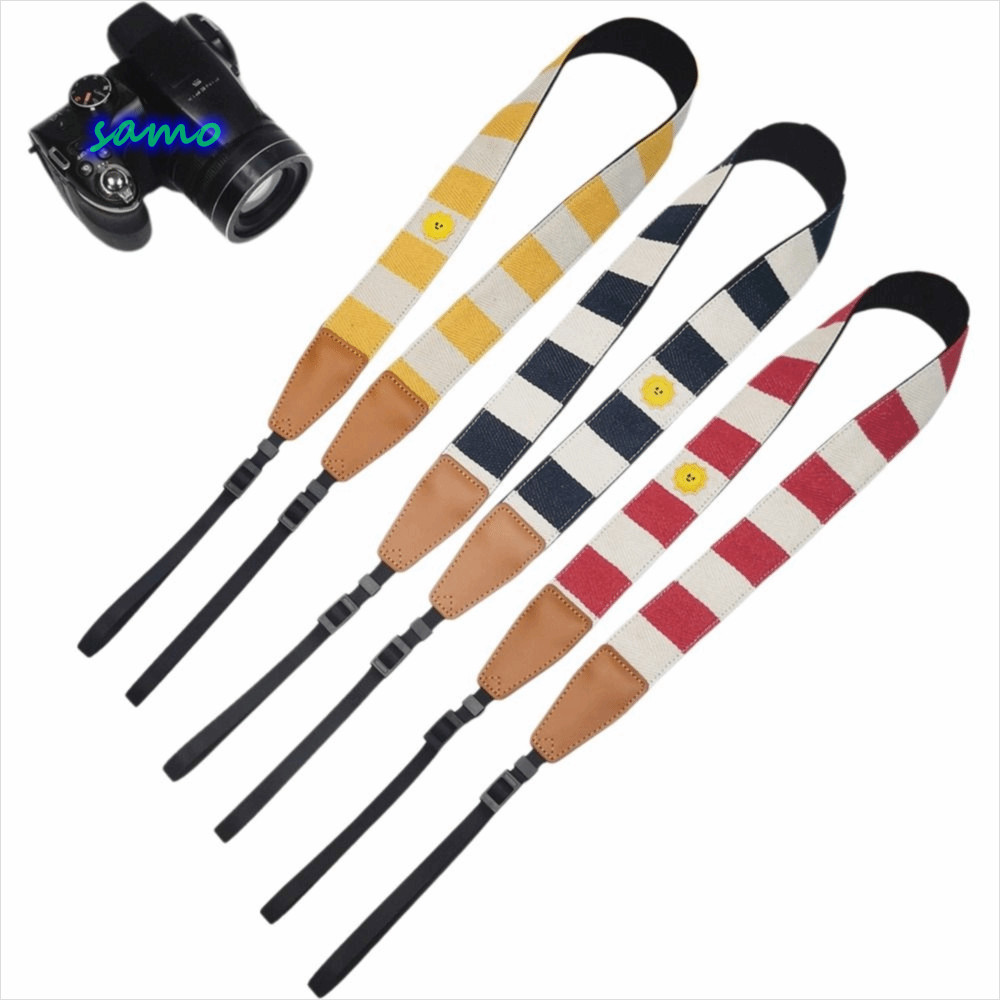 SAMO Micro Single Strap, Adjustable Bohemian Style Camera Shoulder Strap, Striped Cotton Neck Strap 