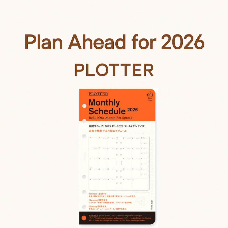 PLOTTER 2026 รายเดือน Planner รีฟิลสําหรับขนาดต่างๆ (Starts ธันวาคม 2025)
