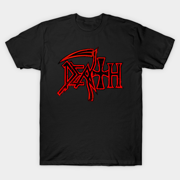 เสื้อยืด Vintage Death – Red Scythe Legacy Death Metal Logo T-Shirt แท้ Cotton 100% y2k S-5XL