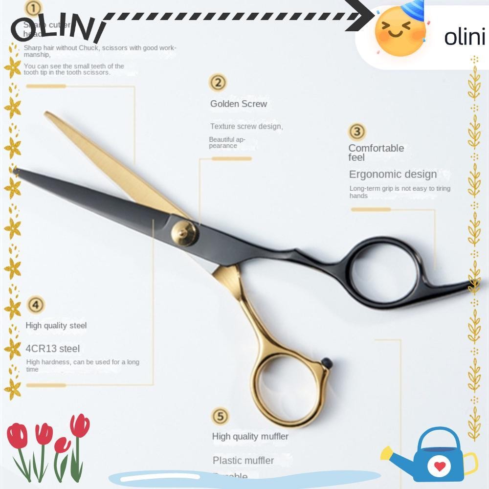 กรรไกรตัดผม โอลินี กรรไกรตัดแต่งทรงผมสแตนเลสบางมืออาชีพตัดแต่งทรงผมเฉือนแบน 6 นิ้วกรรไกรตัดผมร้านตัดผม