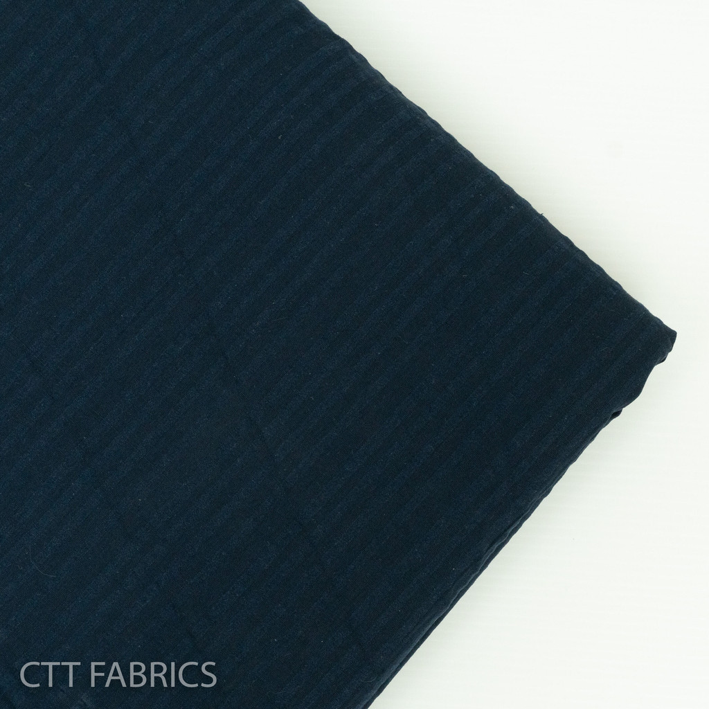 ผ้าคอตตอน 100% ทอขึ้นลายริ้ว สีกรมเข้ม อย่างดี หน้ากว้าง 58 นิ้ว | ผ้าหลา ผ้าเมตร