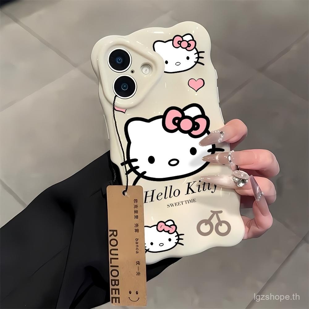 KT การ์ตูนแมวรูปแบบน่ารักสําหรับ iPhone 16 11 13 15 12 14 15PRO 16PRO 16PROMAX 13PROMAX 11PROMAX 14P