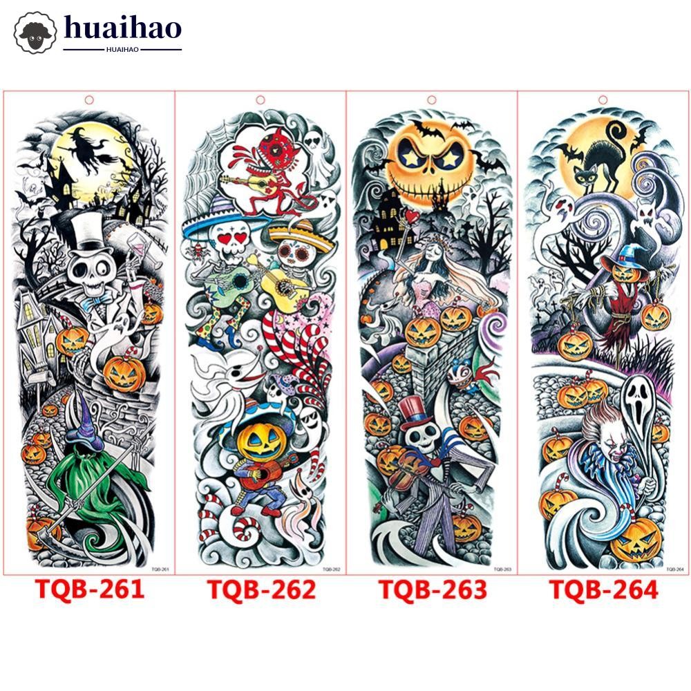 HUAIHAO 1 PC แขนขนาดใหญ่ Tattoo Rose Gear นาฬิกากันน้ําชั่วคราว Tatto สติกเกอร์ Lion Wolf King Body 