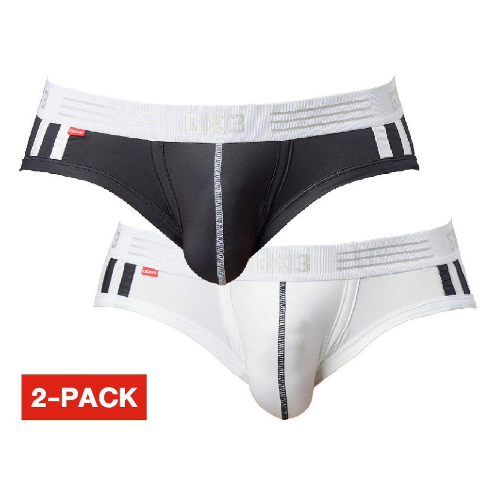 GX3 Men's Underwear Gloss Sports Mono Tone Brief 2-PACK By TonyJocks