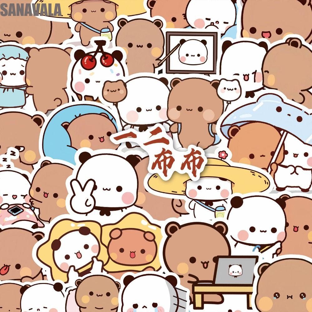 SANAVALA Bubu และ Dudu สติ๊กเกอร์, กันน้ําการ์ตูนหมีคู่ DIY Decals, Creative Graffiti Decals Self-กา