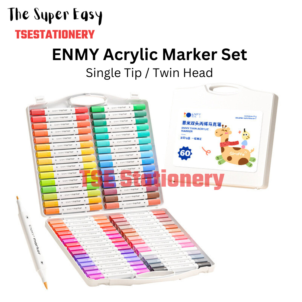 Enmy Single / Twin Acrylic Marker Colourful Marker ปากกามาร์กเกอร์สีน้ํากันน้ําแห้งเร็ว