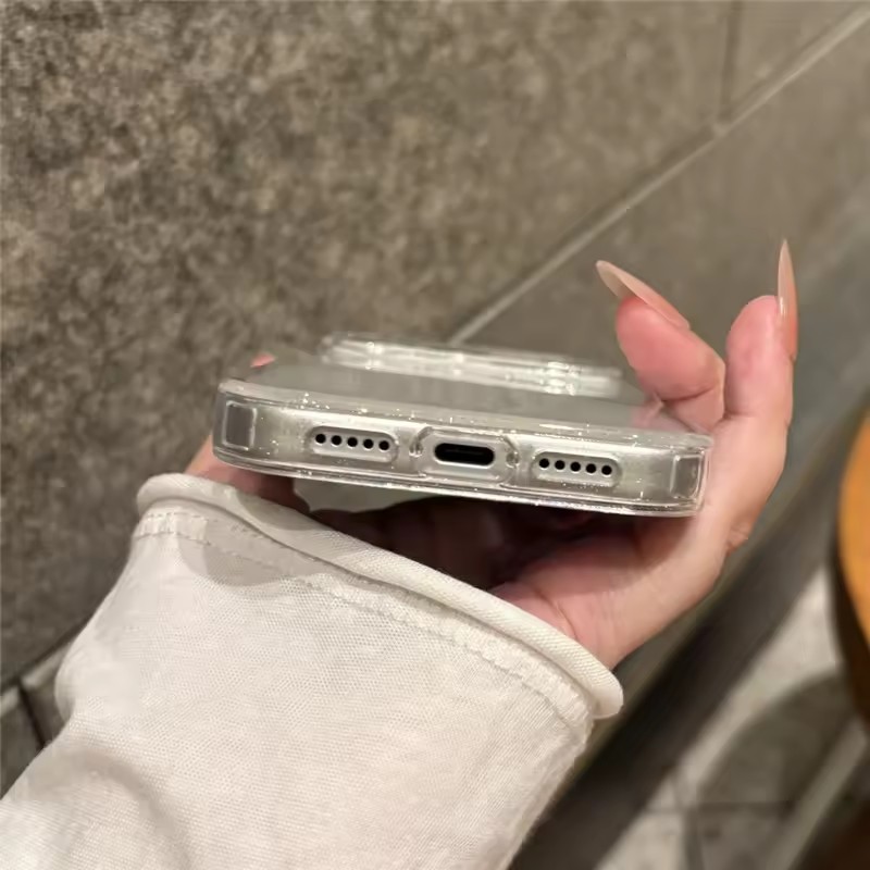 [JLK] Luxury Bling Glitter Clear Shockproof Armor Case for iPhone 17 17Air 17Pro 17Pro Max 16 15 14 13 12 Pro Max Transparent Lens Protection Hard Back Cover ราคา ถูกที่สุด ดีลบีเคเค แกลเลอรีภาพที่ 6