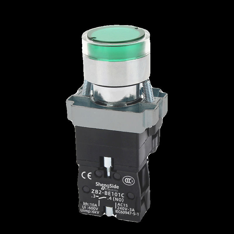 สวิตช์ปุ่มไฟประเภท Schneider 24V ปกติเปิด 220V สีเขียว XB2BW33B1C self-reset สีเหลืองสีแดง Balo 复古型ห