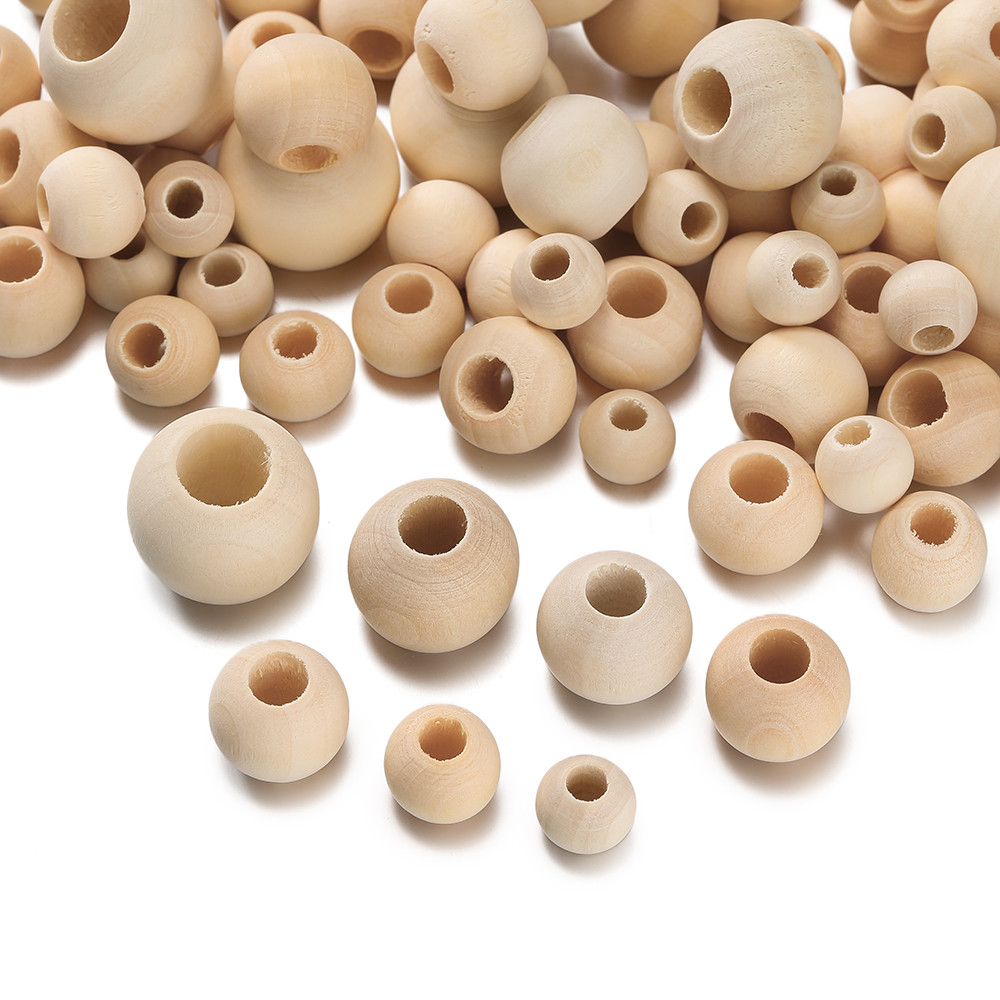 ลูกปัดไม้ขนาด 10-20 มม. สไตล์ธรรมชาติสำหรับงานทำเครื่องประดับ DIY