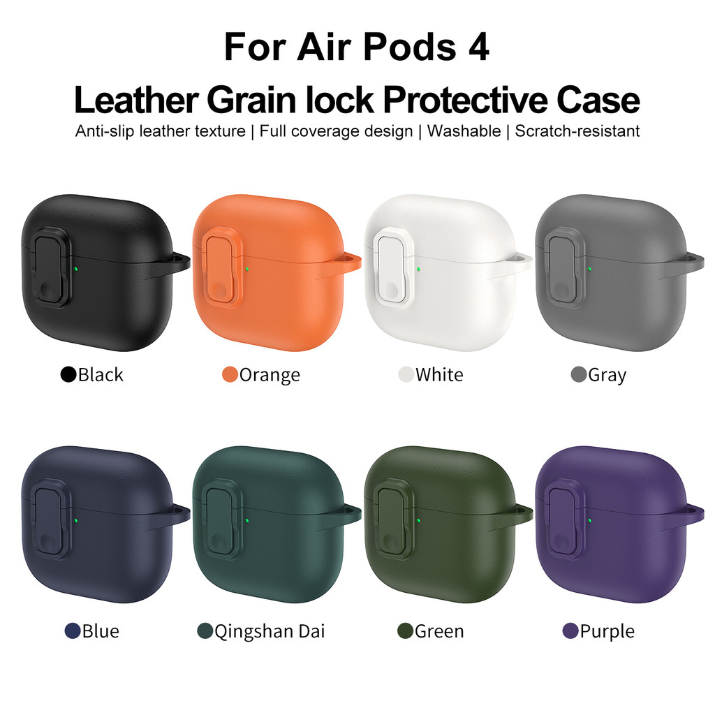 For AirPods 3 4 ANC Pro 3 2 Protection Shell Lock Catch Leather Cover Soft Case Bluetooth Earphone Casing