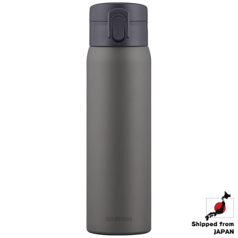 Iris Ohyama Water Bottle 500ml Vacuum Insulation Keeps Temperature for 6 Hours One-Touch Easy Drinki