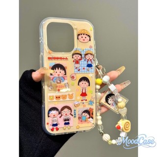 เคสไอโฟน 16 สำหรับ IPhone 13 11 14 15 12 Pro Max 15 16 Pro 7 16 Plus การออกแบบสติกเกอร์น่ารัก ชิบิ มารุโกะจัง ปกใหม่ IMD