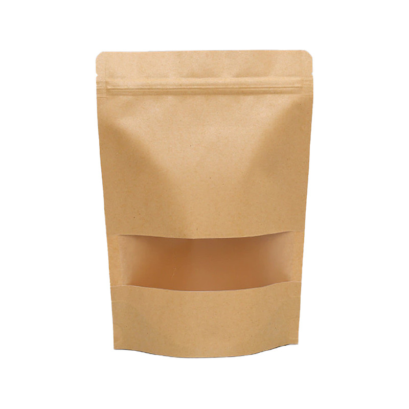 ถุงซิปล็อกคราฟท์สีน้ำตาล ตั้งได้ พร้อมหน้าต่างขุ่น ขนาด 12x20 ซม. 🍪 เหมาะสำหรับใส่ขนม ถุงซิปล็อค ถุง