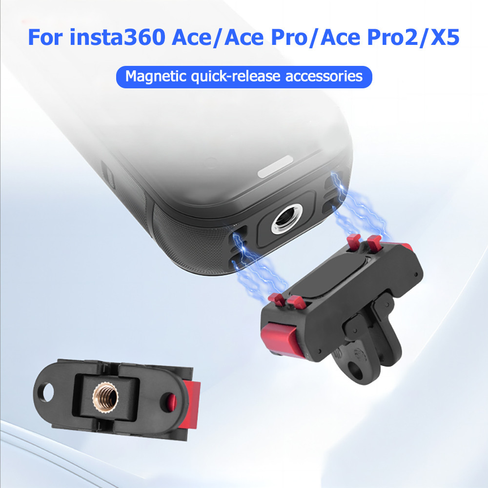 เหมาะสําหรับ Insta360 X5/AcePro2/Ace /Ace Pro โลหะแม่เหล็ก Quick Release Dual Mount 1/4 เกลียว Action กล้องอุปกรณ์เสริม