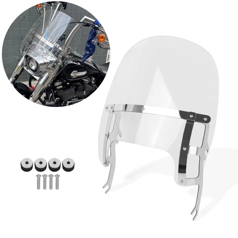 สําหรับ Fat Boy FLFB FLFBS Dyna 2018-2023 Clear 15 "กระจก W/วงเล็บที่ถอดออกได้