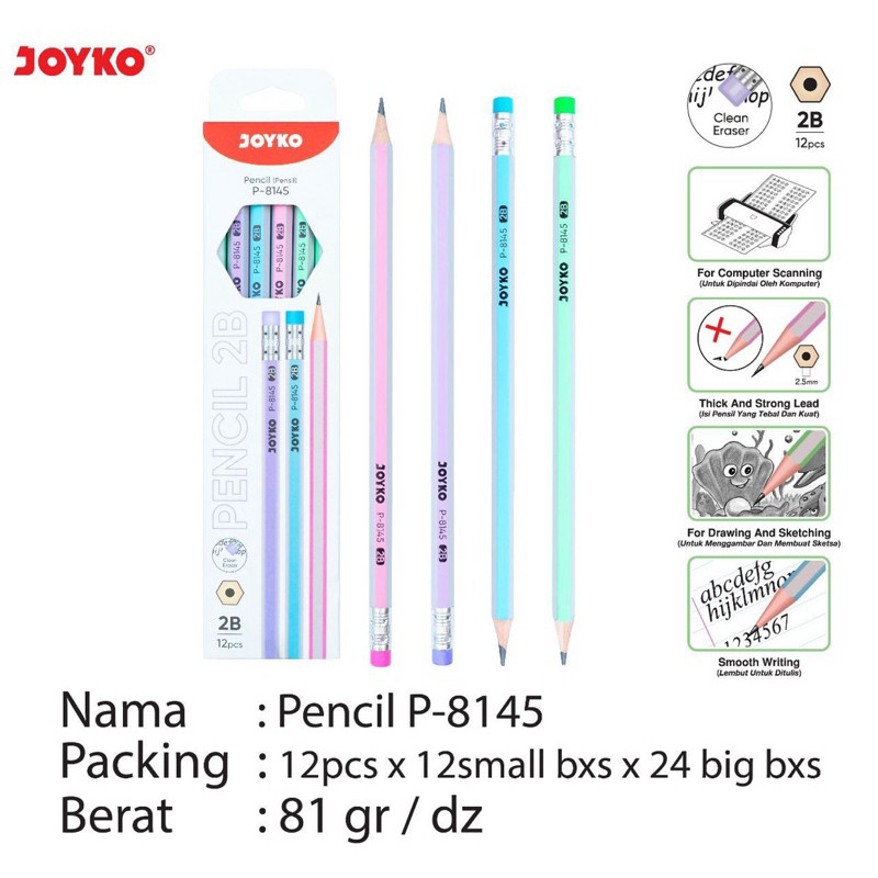 Joyko P-8145 ดินสอ 2B (โหล)