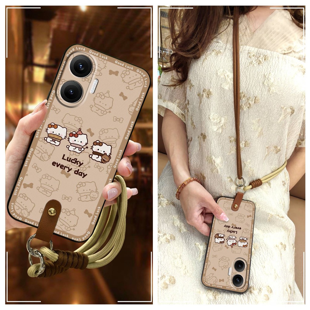 สายรัดข้อมือ แนวทแยง Redmi Turbo4 Pro เคสโทรศัพท์ซิลิโคนดิจิตอลเรียบง่ายรุ่น Q สองสีคู่เยาวชนแนวโน้ม