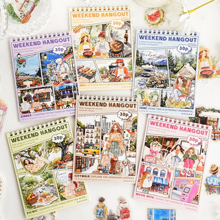 Journamm 30PCS ตัวอักษรบัญชีมือสติกเกอร์ Collage Junk Journal DIY Scrapbooking อุปกรณ์ตกแต่งปักสติกเกอร์