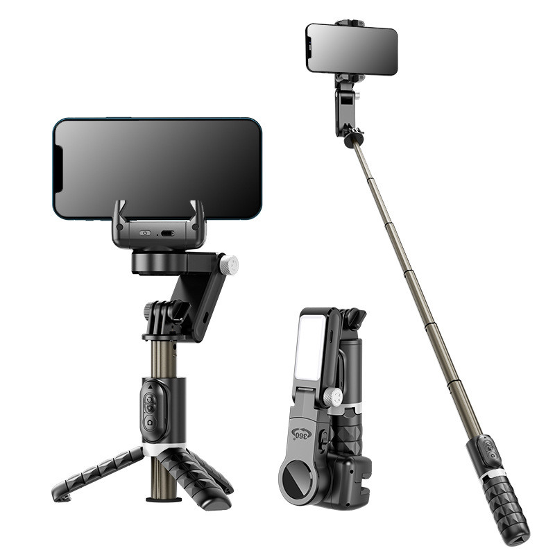 Q18 มือถือ Gimbal Stabilizer ถ่ายทอดสดเติมแสงโทรศัพท์มือถือ Stabilizer Selfie Stick Panoramic Follow