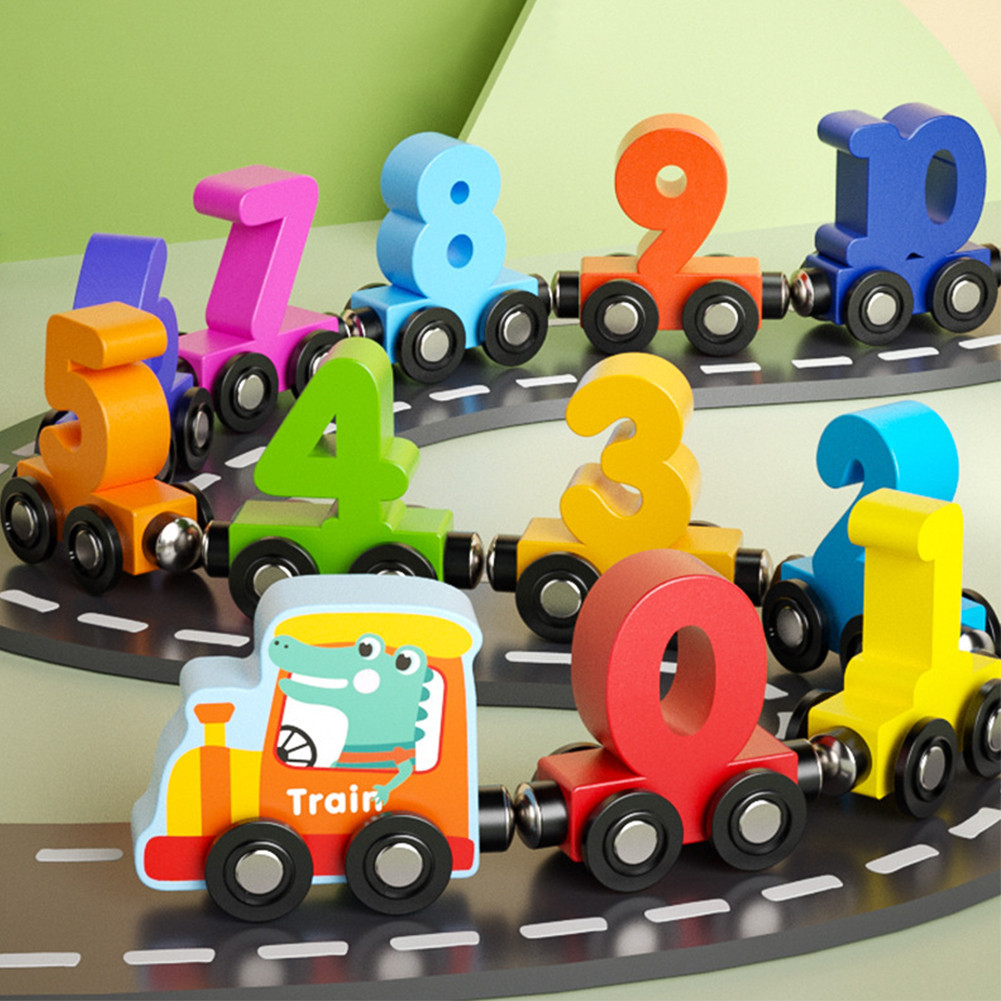 รถไฟแม่เหล็กไม้ชุดของเล่นเรียนรู้ตัวเลขเพื่อการศึกษา - รูปที่ 5