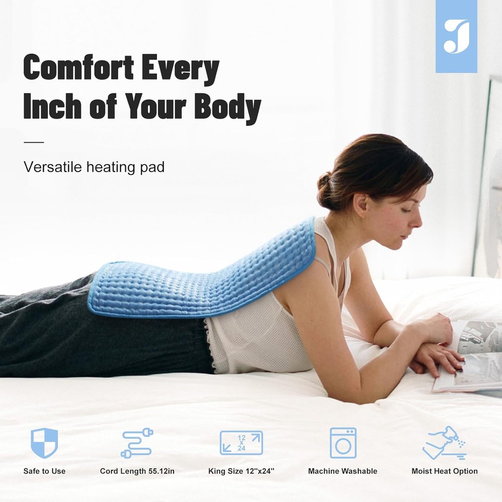 แผ่นทําความร้อนสําหรับหลัง, แผ่นทําความร้อนไฟฟ้าสําหรับระยะเวลา Cramps ปวดคอไหล่, 12" x 24" Therapy 