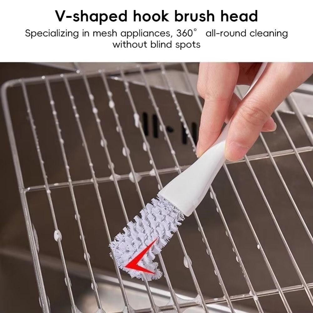 GALAYX แปรงทําความสะอาดเตา, V-shaped Universal Crevice แปรงแบบพกพานํากลับมาใช้ใหม่ด้ามยาวบาร์บีคิว Grille แปรงสําหรับอ่างล้างจาน Dead End บาร์บีคิวลวดตาข่ายพัดลมดูดอากาศ - รูปที่ 4