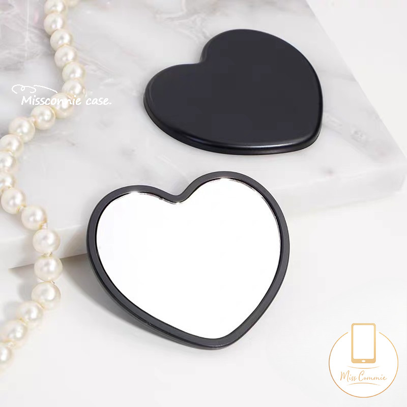 Simple Fresh แฟชั่น Love Heart กระจกแต่งหน้าดูดถ้วย DIY กรณีสําหรับ IPhone 11 16 15 13 14 12 Pro Max 15 14 16 Plus 16E ใหม่ซิลิโคนนุ่ม - รูปที่ 6