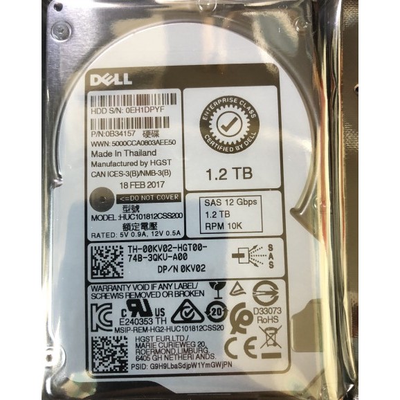 ต้นฉบับ DELL 1.2 T 8cm 10K 12Gb SAS HUC101812CSS204 9XNF6 KV02