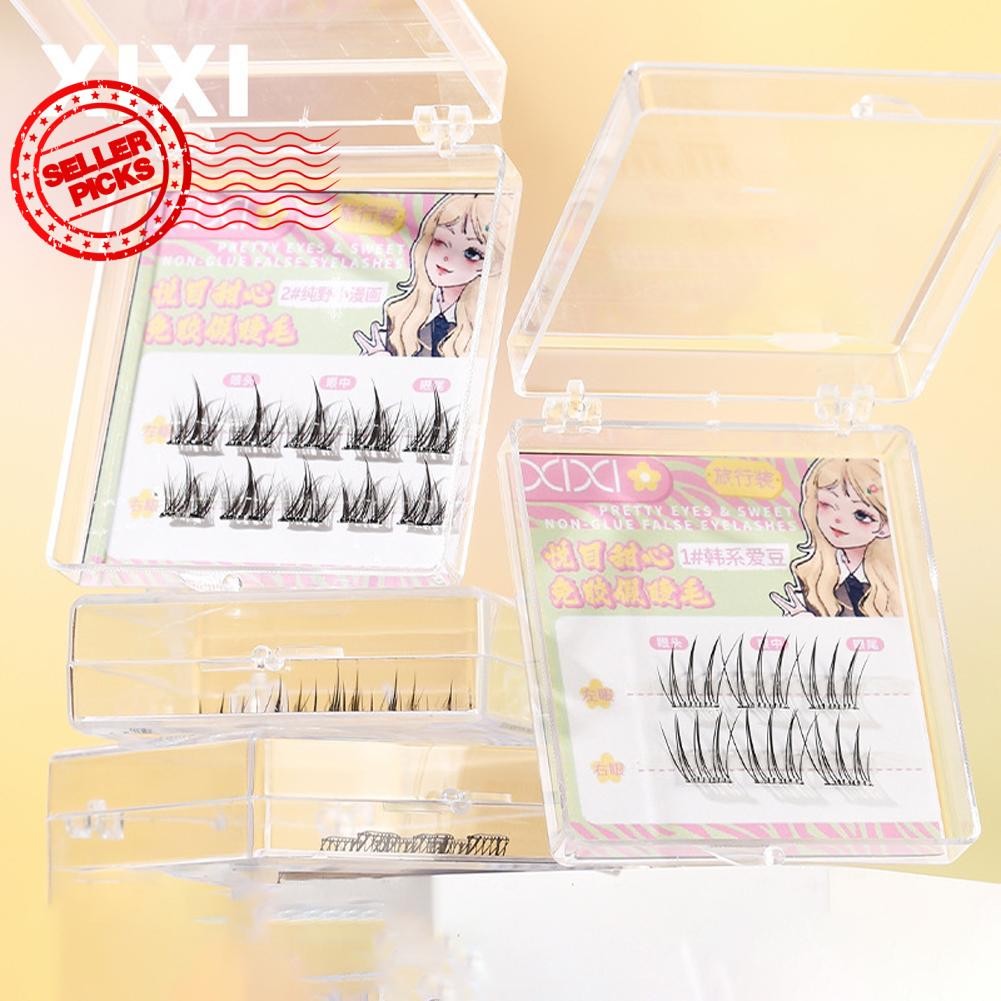 Xixi Girls Group ขนตาปลอมแบบไม่มีกาวธรรมชาติแถวขนตา False Travel 2 ขนาด Curl K7z6