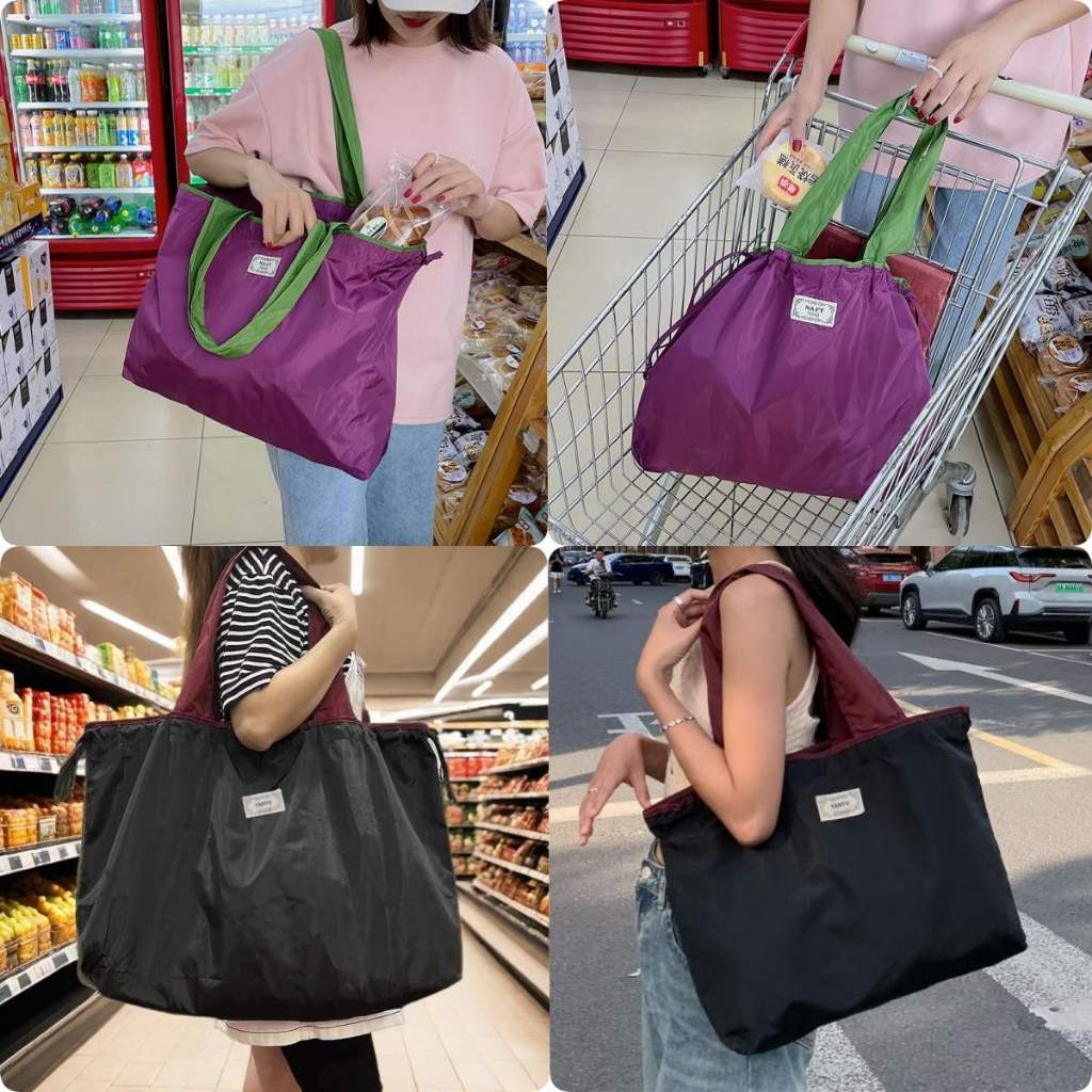 YODO พร้อมส่ง กระเป๋าช้อปปิ้ง พับเก็บได้ กระเป๋าสะพายไหล่ กระเป๋าถือ จุของได้เยอะ