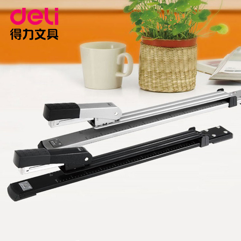 จัดส่งฟรี Deli 0334 Long Arm Binding Stapler Horse Riding Stapler A3 Paper Book Mid-Seam Extended Bi