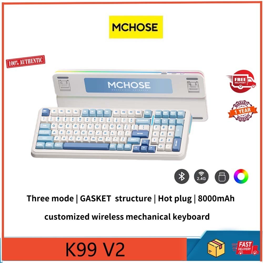 MCHOSE K99 V2 สามโหมดที่กําหนดเองคีย์บอร์ดแบบกลไกเกตเวย์โครงสร้างเต็มคีย์ปลั๊กร้อน FR4 ตําแหน่งบอร์ด