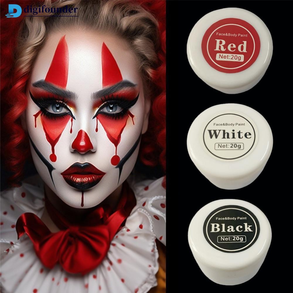 DIGIFOUNDER Oil Face Paint Body Paint ล้อแต่งหน้าสีขาวสีดําสีแดงภาพวาดเทคนิคพิเศษแต่งหน้าสําหรับเด็ก