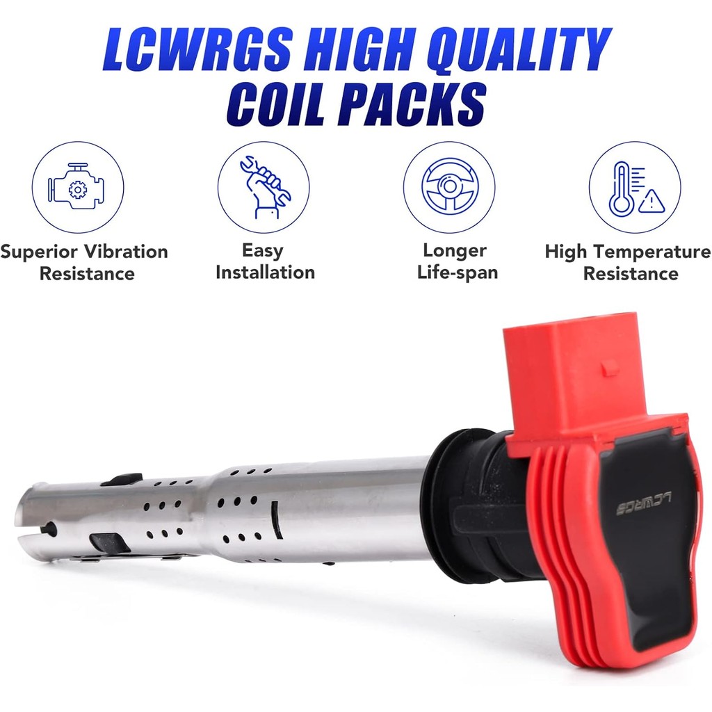 ชุด 4 คอยล์จุดระเบิดเหมาะสําหรับ 2.0T Audi A4 A6 Volkswagen VW CC Passat GTI 2008 2009 2010 2011 201