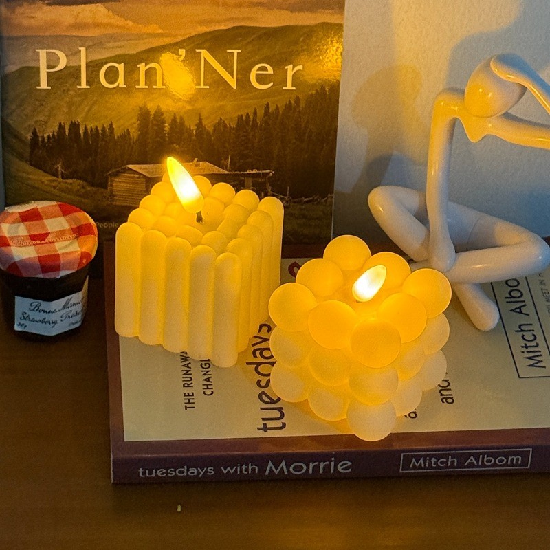 Creative LED จําลองเทียนโคมไฟห้องนอน Night Light โคมไฟตกแต่ง Photo Prop