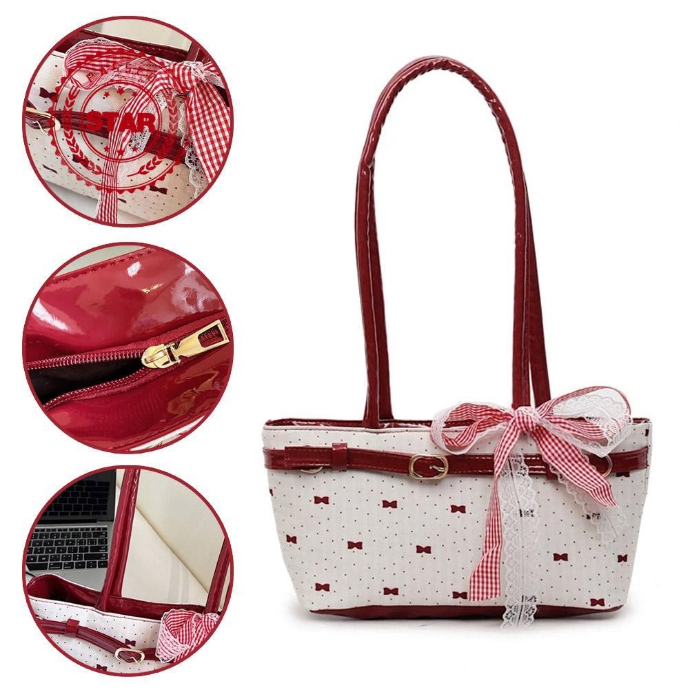 Fashion Simple Niche Bow Underarm Bag Women Casual Capacity Shoulder Handbag Single Large J9c1