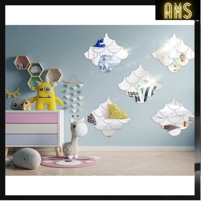 AMS - [BEST QUALITY] สติ๊กเกอร์ติดผนังอะคริลิคกระจกนําเข้า 1 ชุด 4 ชิ้น MG889