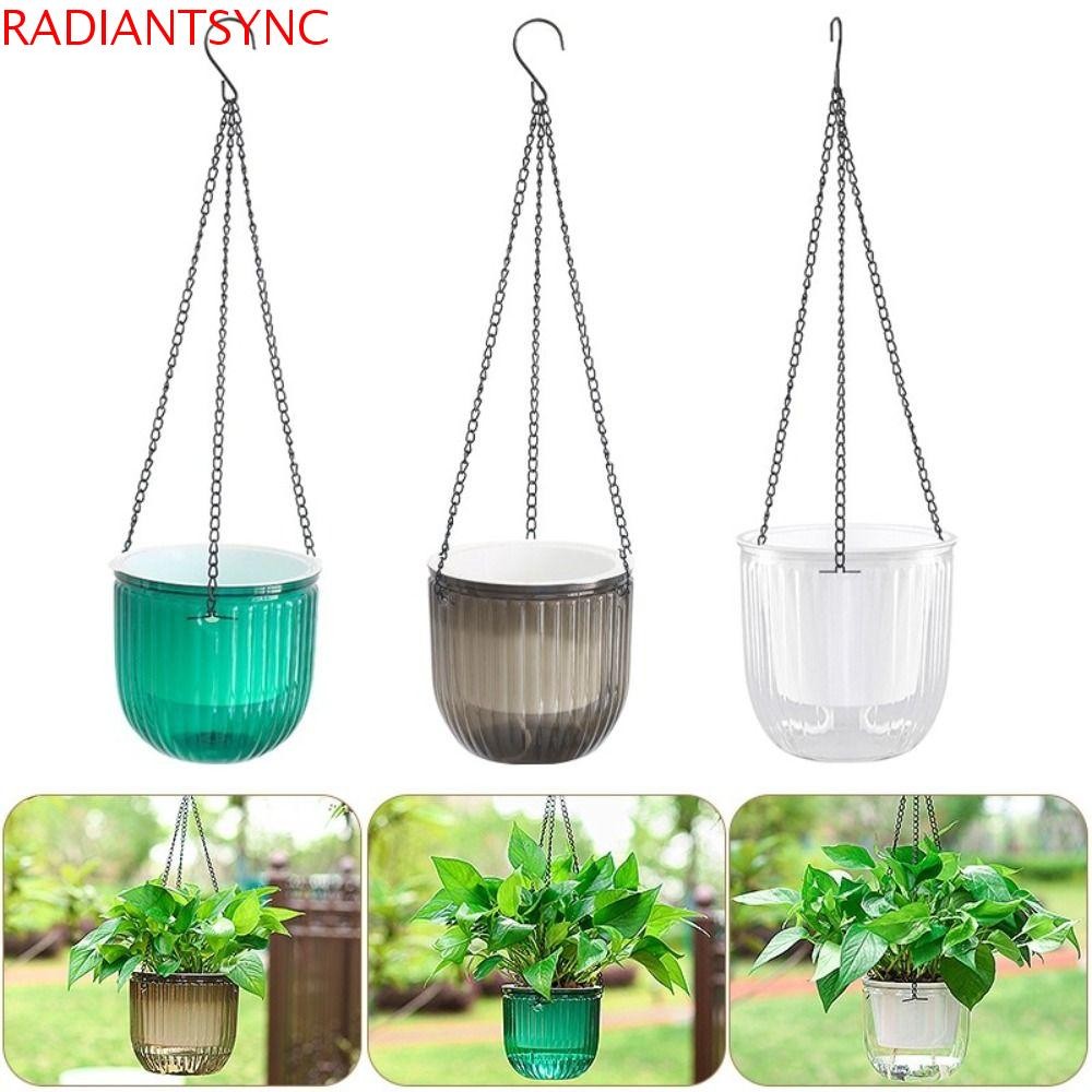 แจกัน RADIANTSYNC, ตะกร้าแขวนพลาสติกกระถางดอกไม้, โปร่งใส Self Absorbing Water Soil Culture พืชหม้อแ
