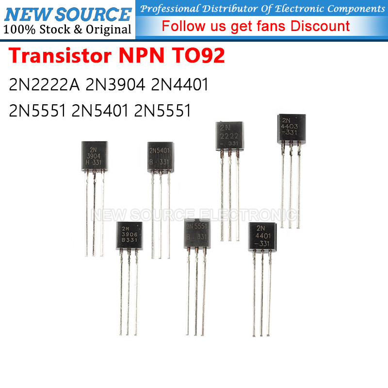 [50 ชิ้น] 2N2222A 2N3904 2N4401 2N5551 2N5401 2N5551 NPN TO92 ทรานซิสเตอร์พลังงาน