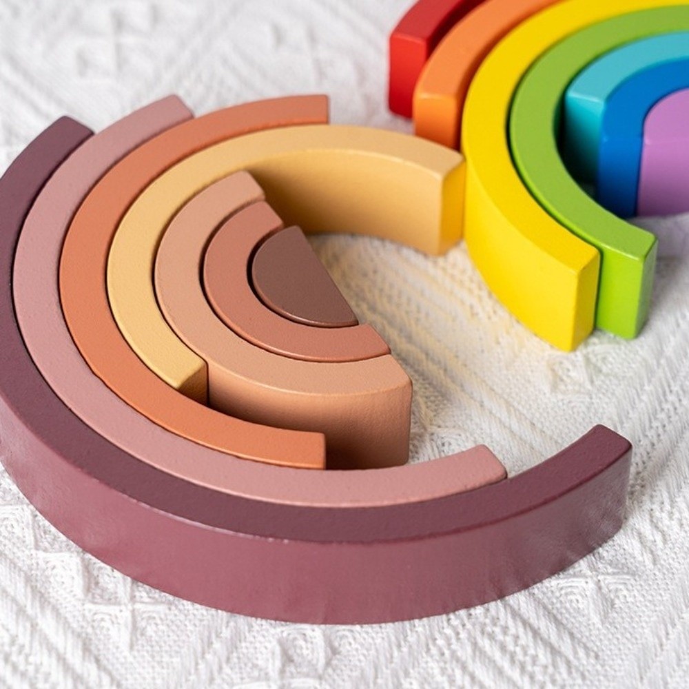 เมื่อไร สายรุ้งอาคารบล็อก,ไม้สีรุ้งสีไม้ซ้อนกันของเล่น,แบบพกพา ทําเอง ซ้อนออกแบบสีองค์ความรู้โค้งสะพานบล็อกเด็กเล่ - รูปที่ 5