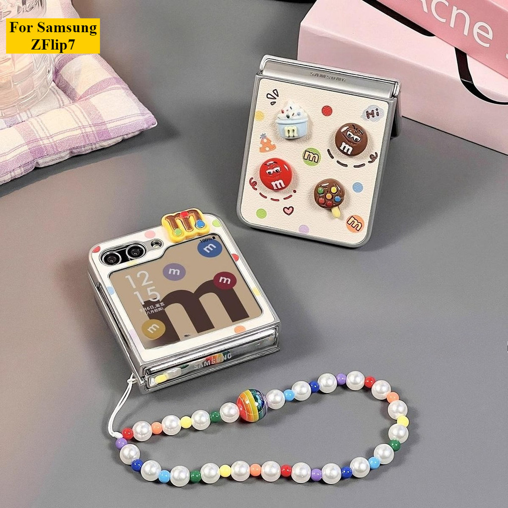 เหมาะสําหรับ Samsung Galaxy Zflip7 3D สามมิติ Candy เคสโทรศัพท์ Lanyard เปลือกพับสําหรับ ZFlip 6 5 4 3 5G N3Flip MixFlip 2 ฝาครอบป้องกันแบบแข็ง