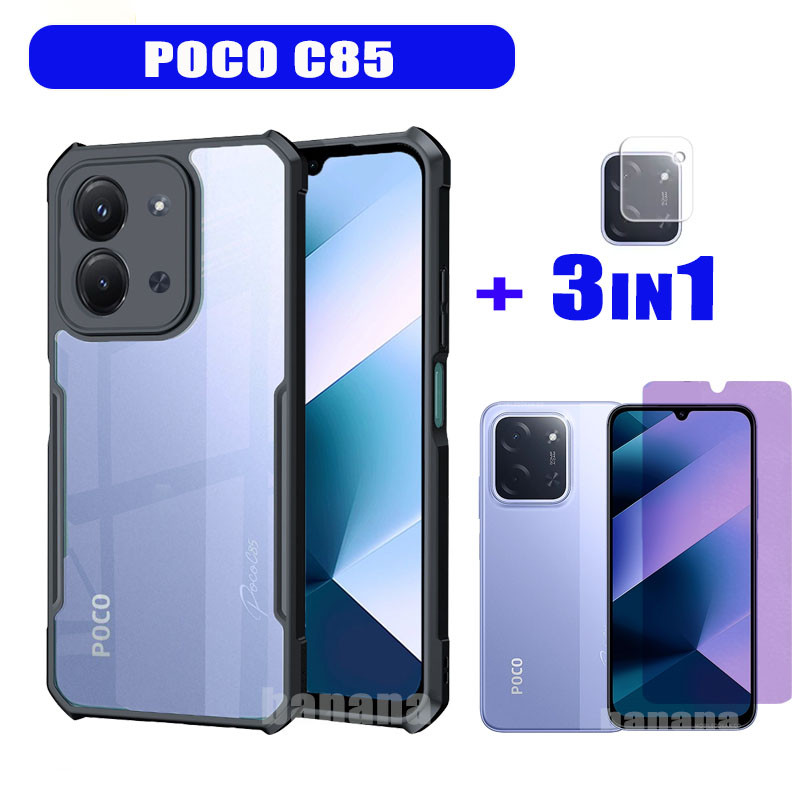 (ในสต็อก) Xiaomi Poco C85 เคสโทรศัพท์กันกระแทก Poco C85 กระจกนิรภัยป้องกันหน้าจอ + ฟิล์มเลนส์