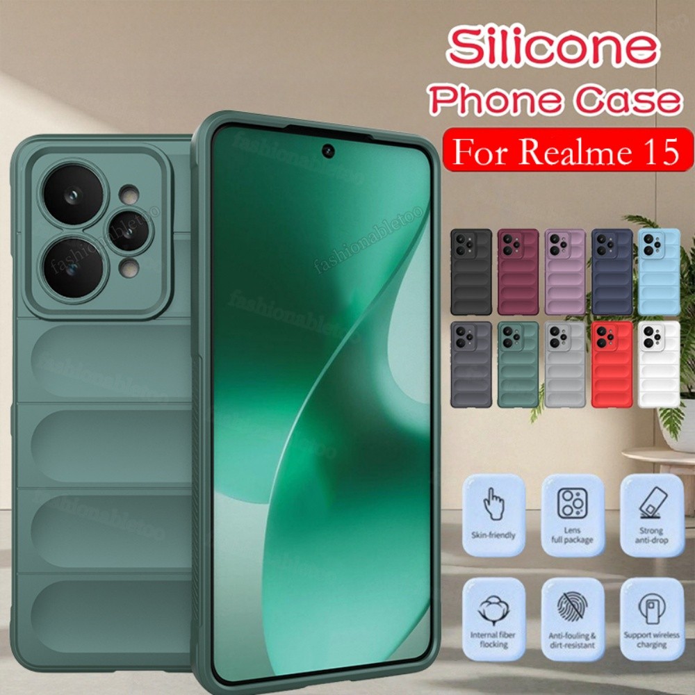 สําหรับRealme15ปลอกสําหรับRealme 15 pro plus Realme15pro + Realme15ProPlus Realme15Tแฟชั่นคู่สีทึบซิลิโคนอ่อนนุ่มเคสโทรศัพท์ป้องกันกล้องกันชนกันกระแทกปกหลัง