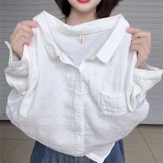 เสื้อคอปกย้อนยุคสำหรับผู้หญิง ดีไซน์เกาหลี กระตุ้นโดปามีน ช่วยให้ผิวดูละเอียดและกระชับ