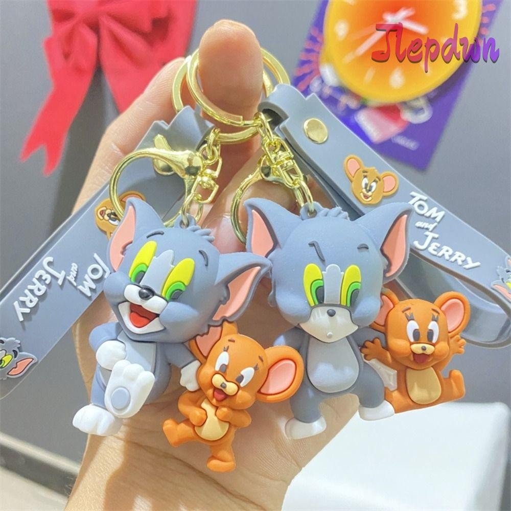 JEPDWN จี้ Tom and Jerry, การ์ตูนน่ารัก Tom and Jerry พวงกุญแจ, ของเล่นเด็กแบบพกพา PVC อะนิเมะพวงกุญ