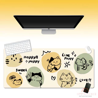 80*30cm แผ่นรองเมาส์สำหรับเล่นเกมขนาดใหญ่ลายการ์ตูนแมวน่ารักสีดำชมพูม่วงขนาด ขอบล็อคกันลื่น