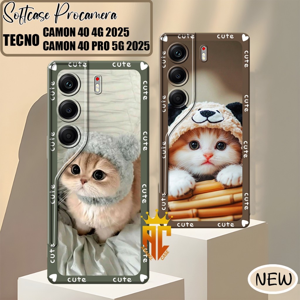 Softcase Tecno Camon 40 4G / Tecno Camon 40 Pro 4G / 5G 2025 ล่าสุด Cool Cat Wallpaper Motif Casing 
