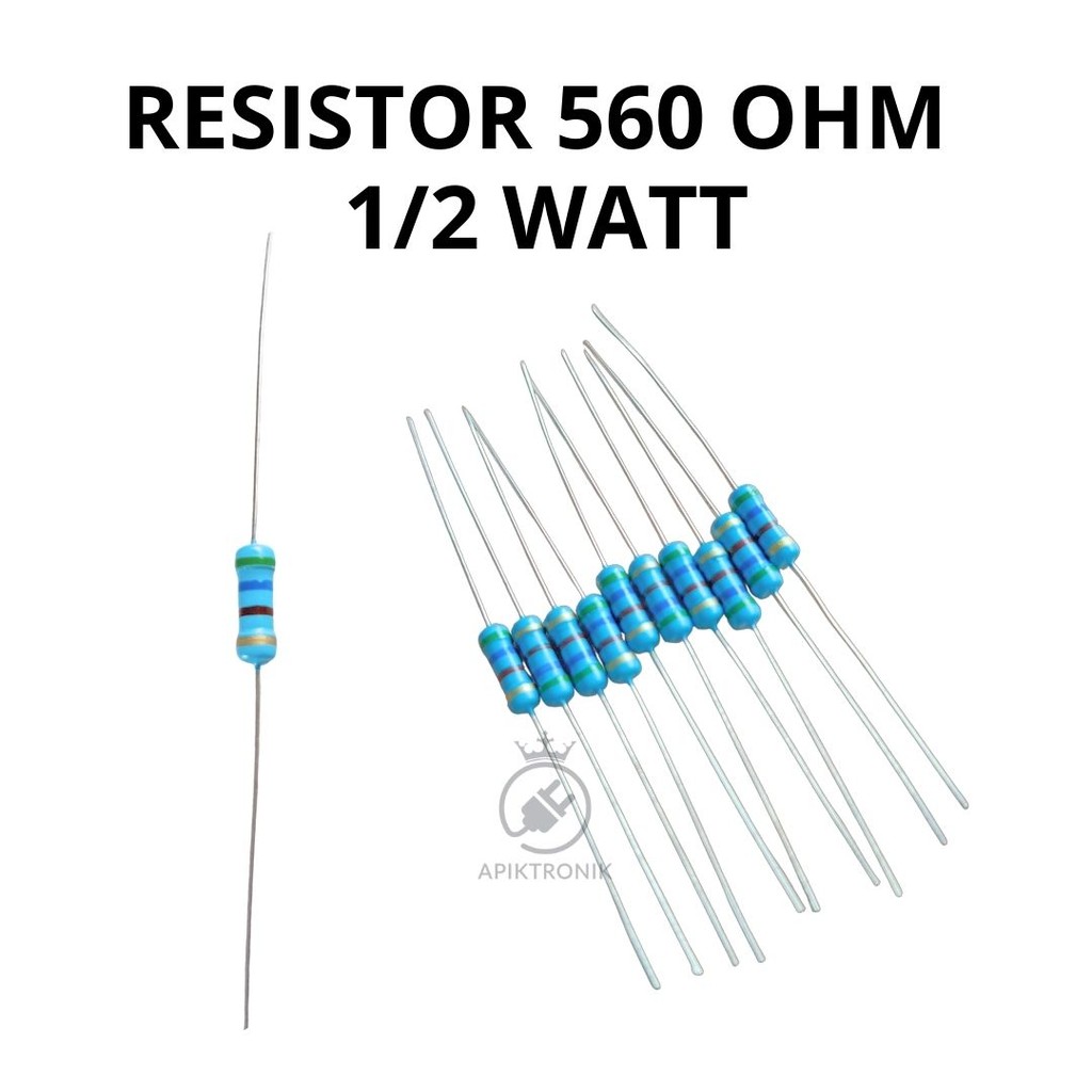 HIJAU 560 Ohm 1/2 Watt Resistor – Axial Type Color Code Green Blue Brown