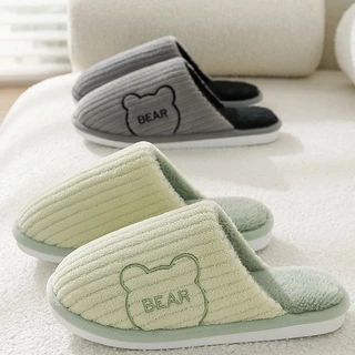 SY SHOP899 รองเท้าใส่ในบ้าน รองเท้าผ้ากำมะหยี่ (ลาย BEAR ) พื้นยาง กันลื่น แนะนำเพิ่ม1ไซส์