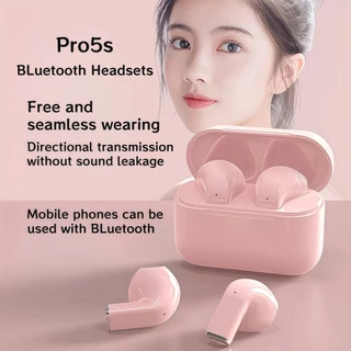 หูฟังบลูทูธอินเอียร์ไร้สายที่แท้จริง Pro5s สัมผัสลายนิ้วมืออัจฉริยะ เสียงเซอร์ราวด์แบบไม่สูญเสีย รองรับโทรศัพท์มือถือและแท็บเล็ต
